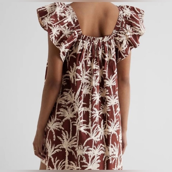 EXPRESS Brown and White Palm Tree Print dress - Picture 3 of 9